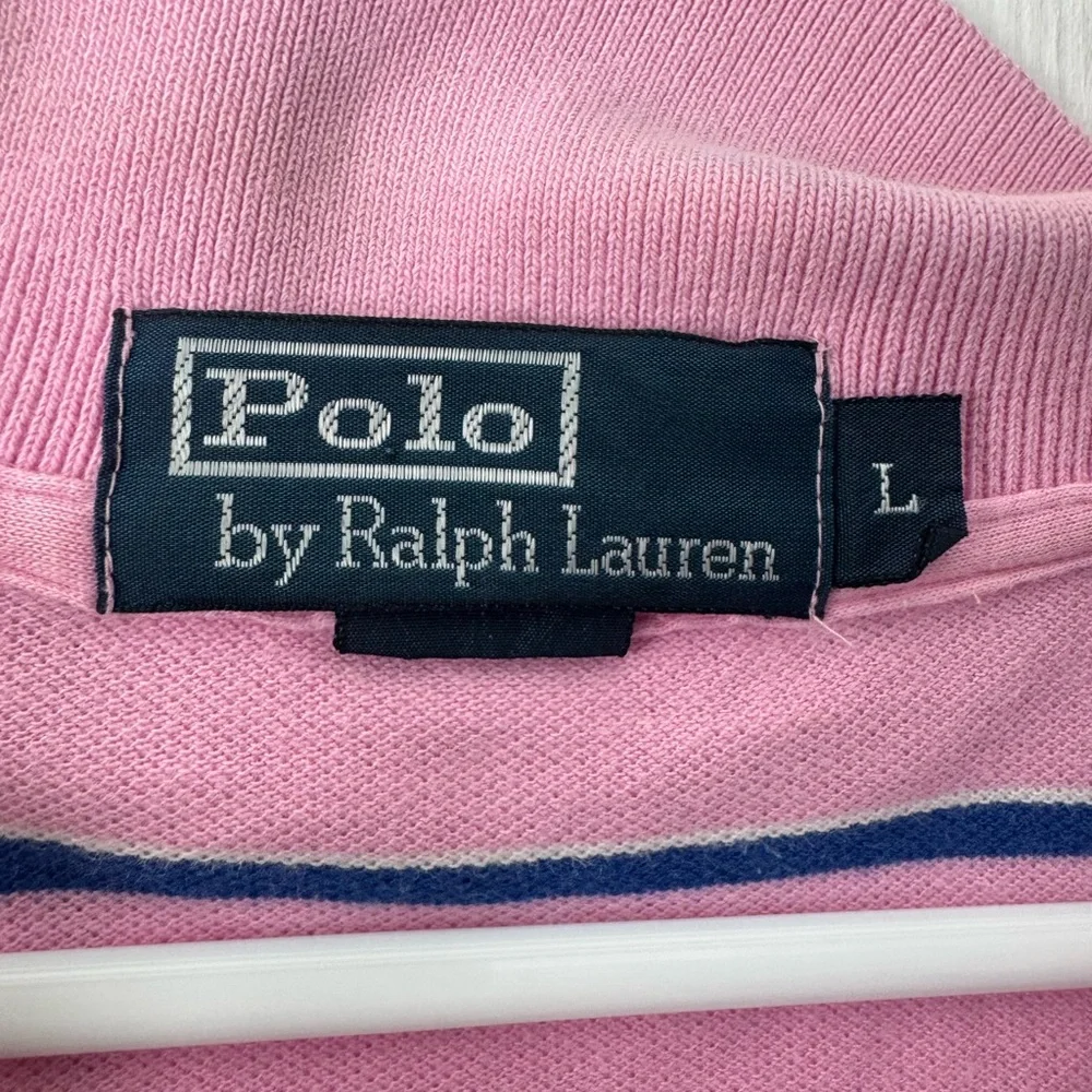 Polo Ralph Lauren Pink Blue & White Stripes Polo Shirt Size L